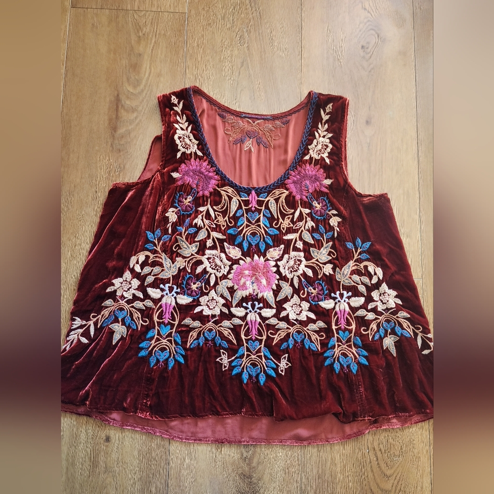 Embroidered Velvet  Johnny Was Burgundy